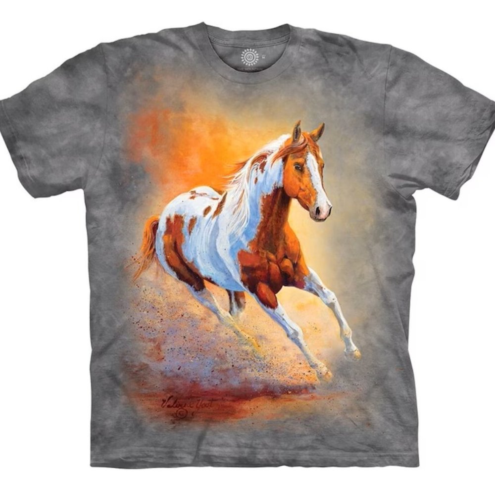 Horse Sunset Gallop Horses Equine Western Spirited The Mountain Grey Shirt 4X
